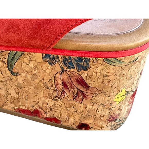 Stonefly Diva Platform Wedge Suede Sandals Size 37 Aurora Red - Picture 10 of 16
